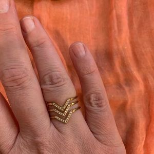 Stella & Dot gold pave ring